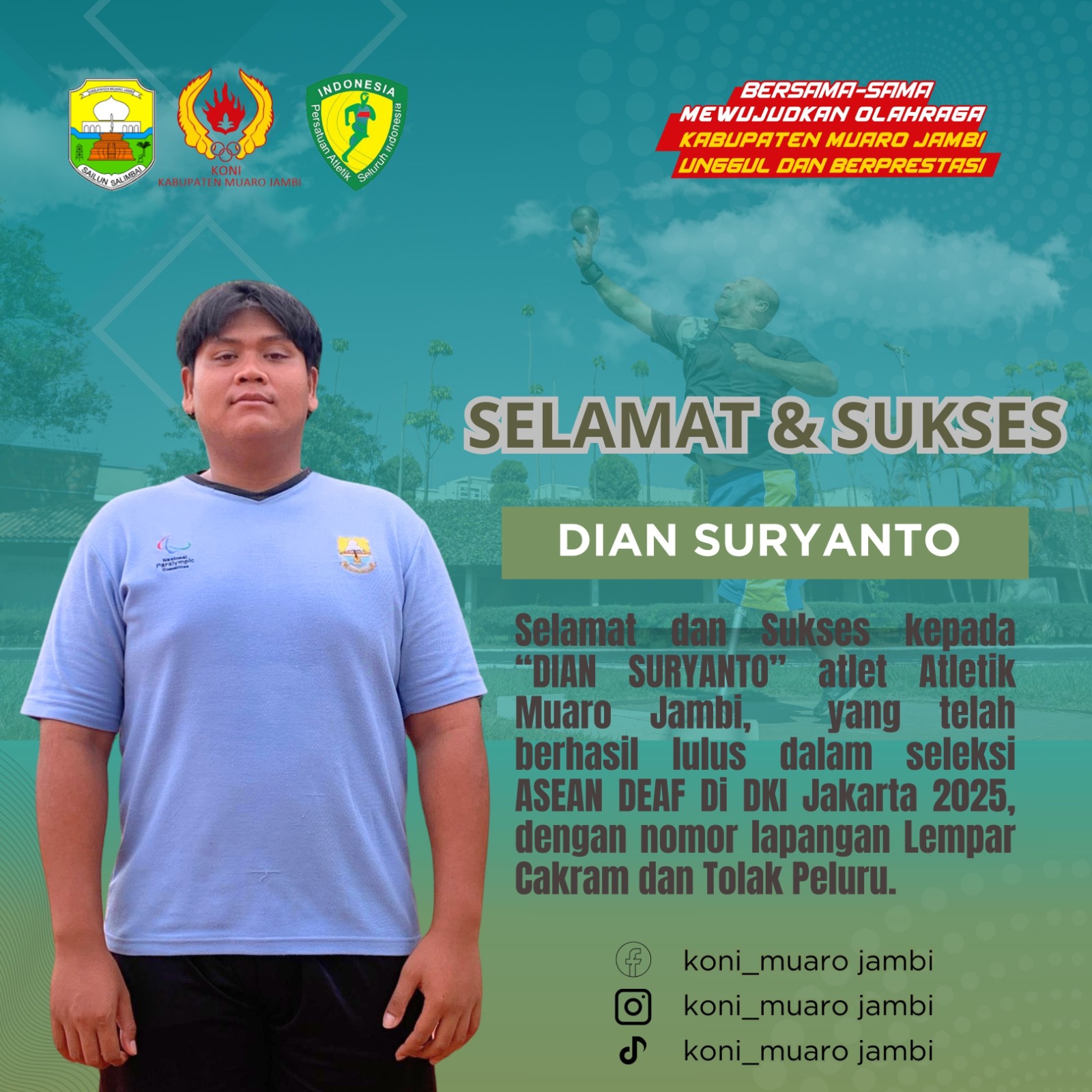 Atlit PASI Muaro Jambi lolos Seleksi Naional